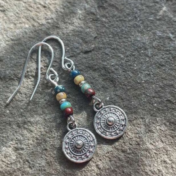 Jewelry - Boho Circular Beaded Drop Earrings